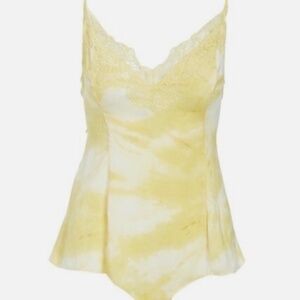 FP Intimately Luella Yellow Tie Dye Lace Trim Bodysuit